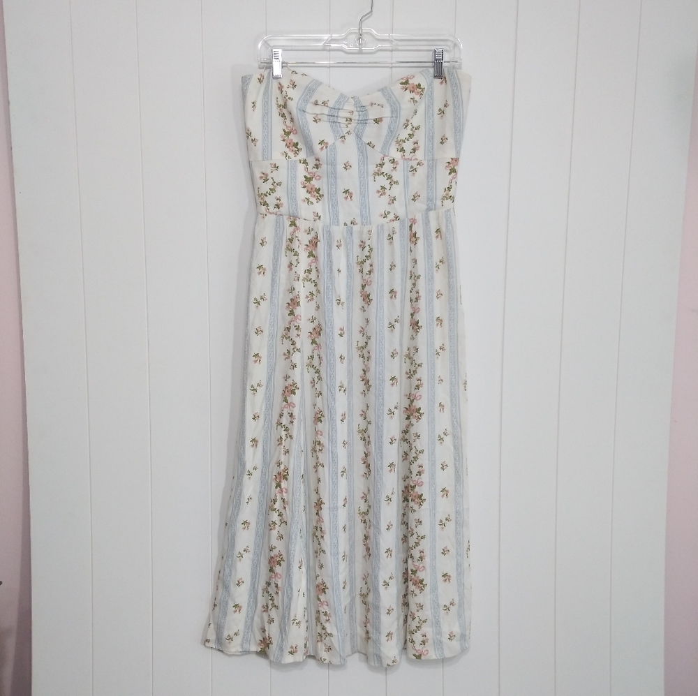 Reformation Aymeline Strapless Floral Print Dress